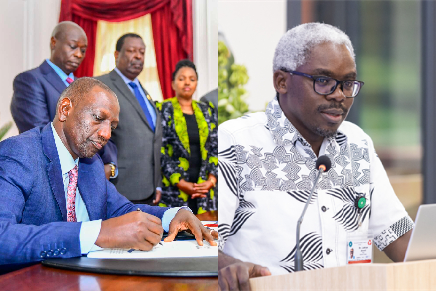 Photo collage of President William Ruto and Lukoye Atwoli.