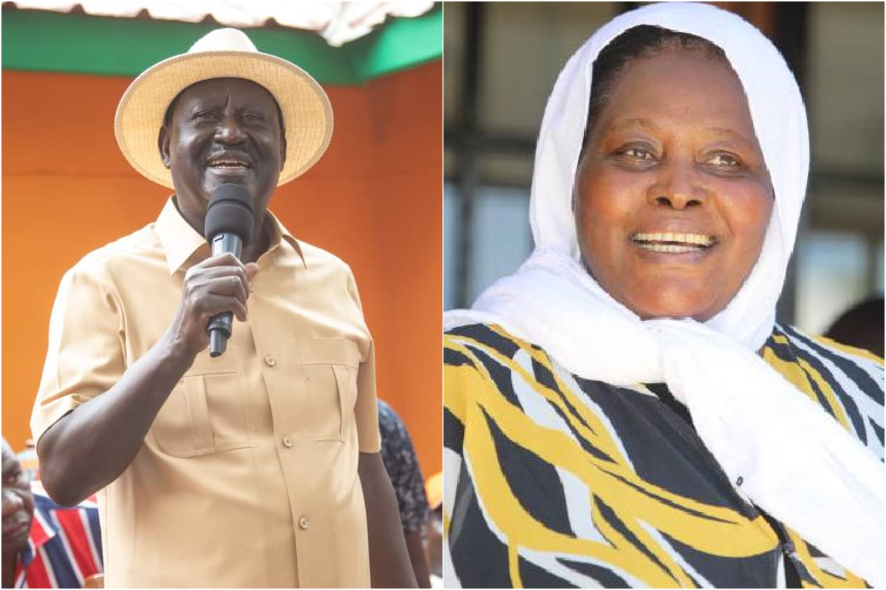 Photocollage of Raila Odinga and Anne Njeri.