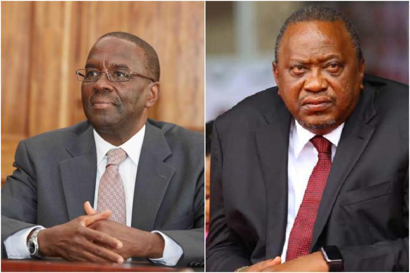 Photocollage of Willy Mutunga and Uhuru Kenyatta.