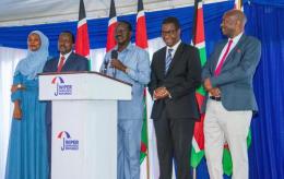 Azimio Leaders led by ODM Leader Raila Odinga and Wiper Leader Kalonzo Musyoka.