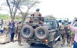 Police in an operation in a bandits-prone area.