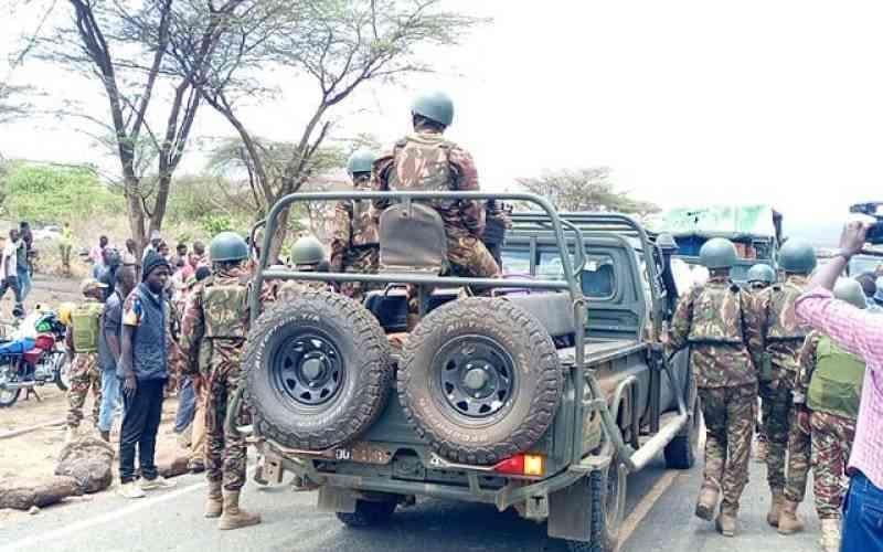 Police in an operation in a bandits-prone area.