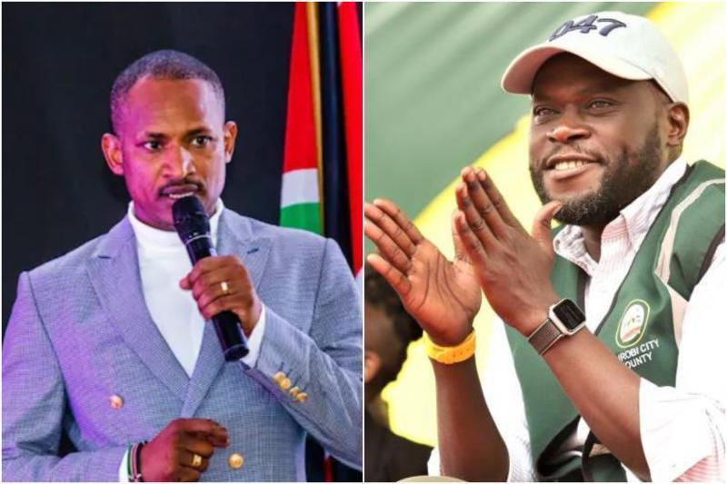 Photo collage of Babu Owino and Governor Johnson Sakaja.