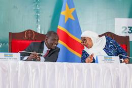 File Image of President William Ruto with his Tanzania counterpart Samia Suluhu.