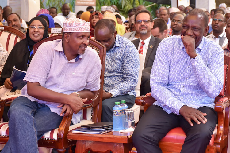 File image of President William Ruto and CS Aden Duale.