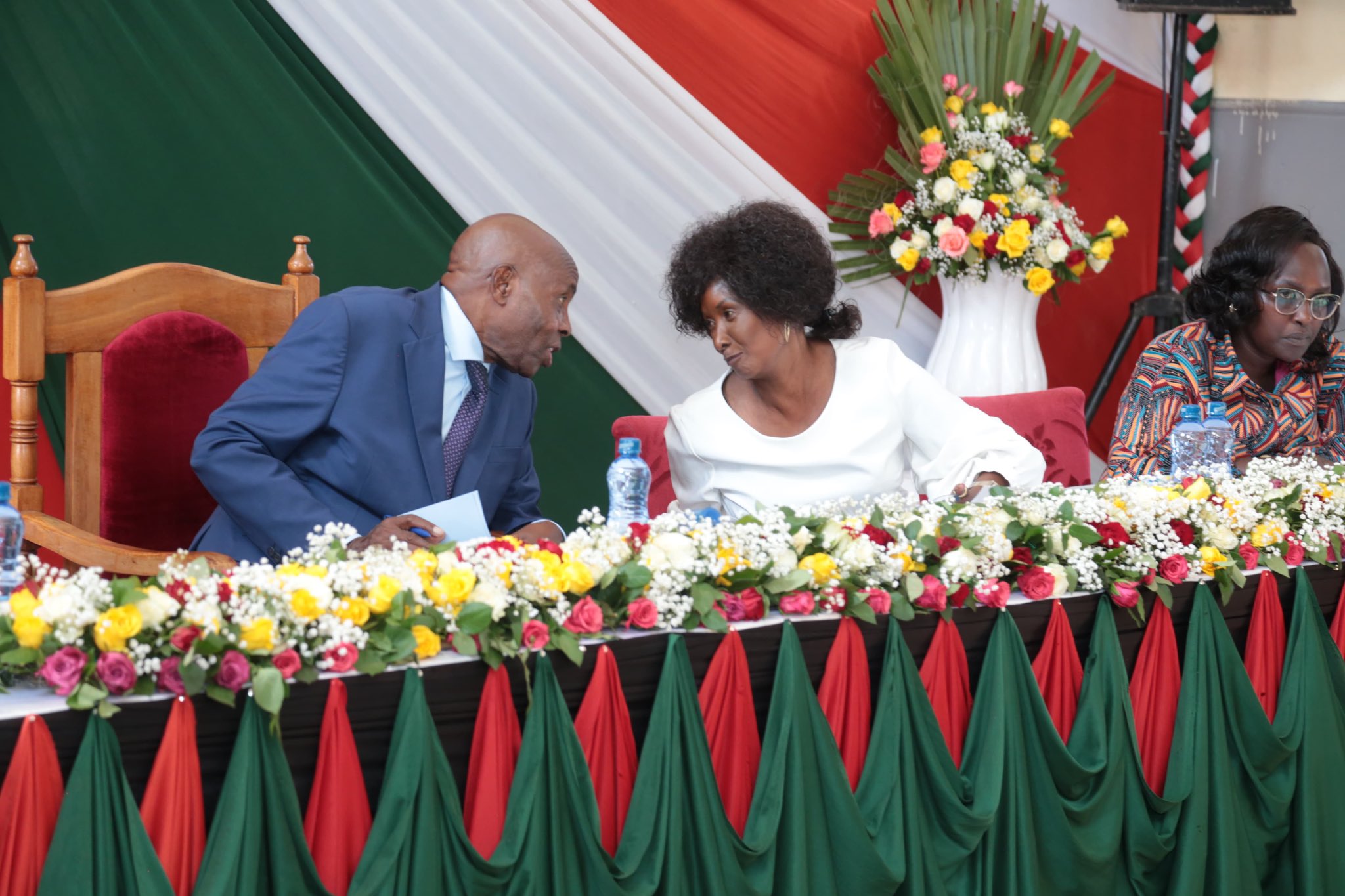 File Image of Education CS Ezekiel Machogu and TSC CEO Nancy Macharia during the Release of the #KCSE2023 Examination Results at Moi Girls High School, Eldoret.