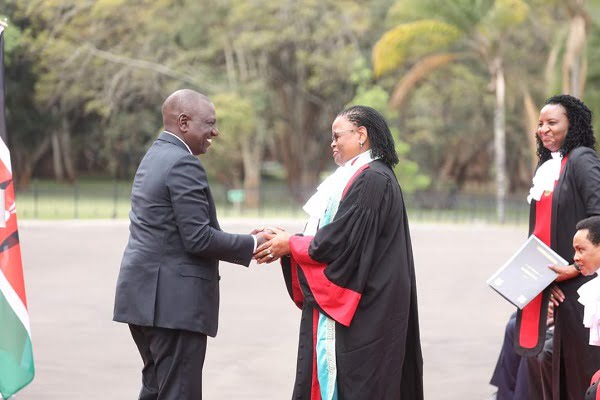 File image of President William Ruto and CJ Martha Koome.