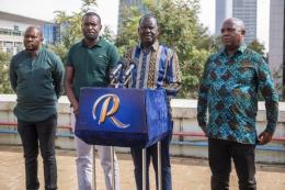 Azimio leader Raila Odinga addressing the media on Friday, February 2.