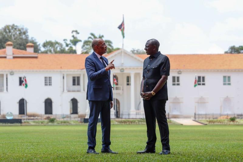 File image of President Ruto and Former Haiti Prime Minister Ariel Henry.