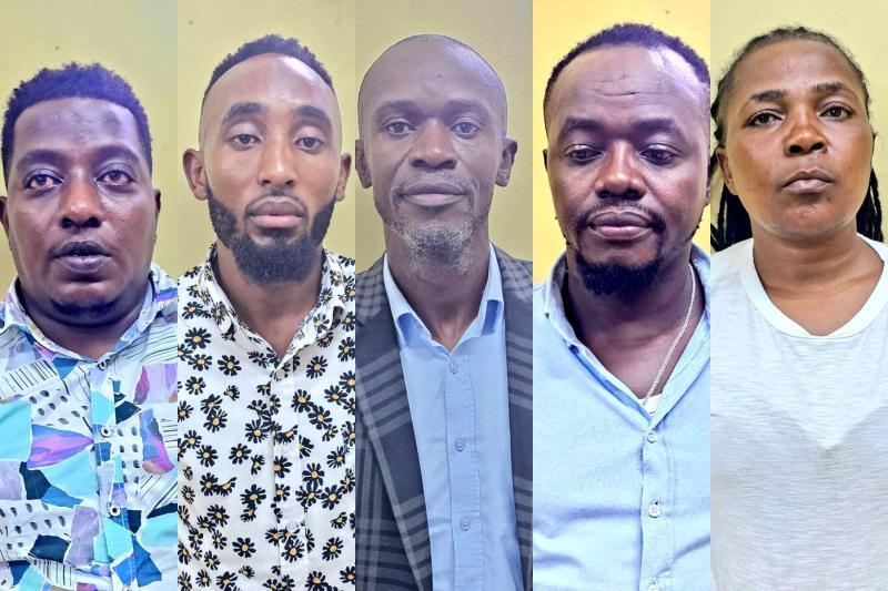 Photo collage of the five suspects arrested by DCI.