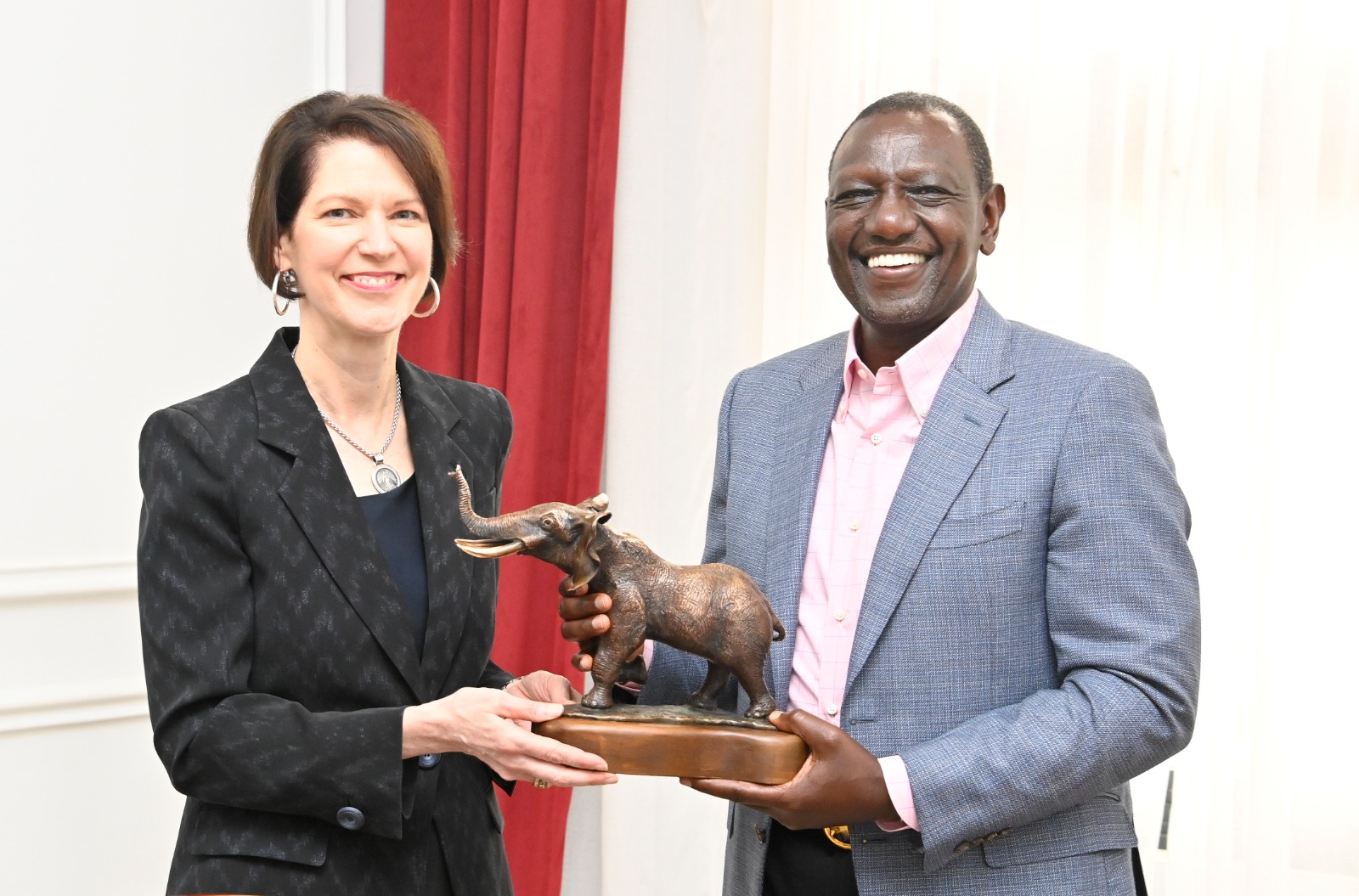 President William Ruto with Diageo CEO Debra Crew at State House Nairobi on Tuesday, March 19.