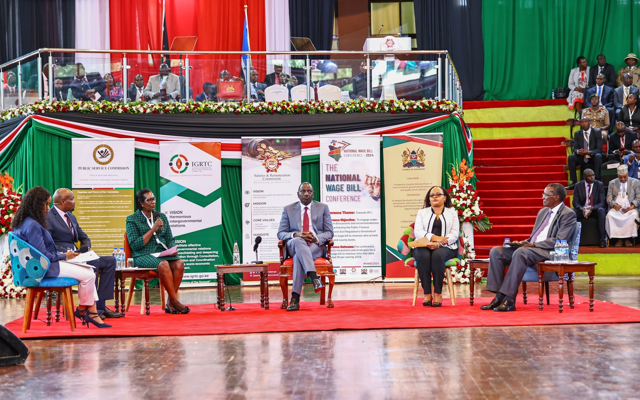 President Ruto and Governor Waiguru at the Third National Wage Bill Conference held at Bomas in Nairobi.