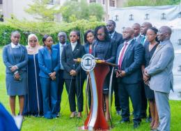 LSK President Faith Odhiambo addressing the press.