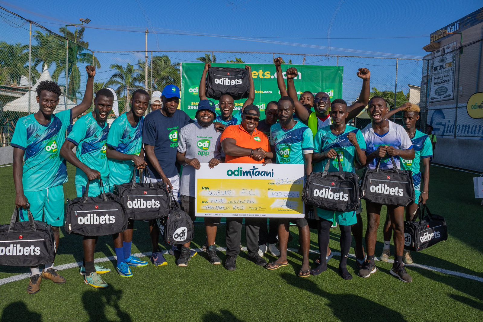 Weusi FC after winning the 14th edition of the KOT5aside tournament