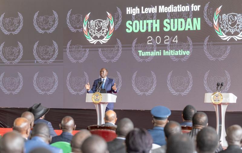 President William Ruto during the launch of high-level meditation for South Sudan at State House.