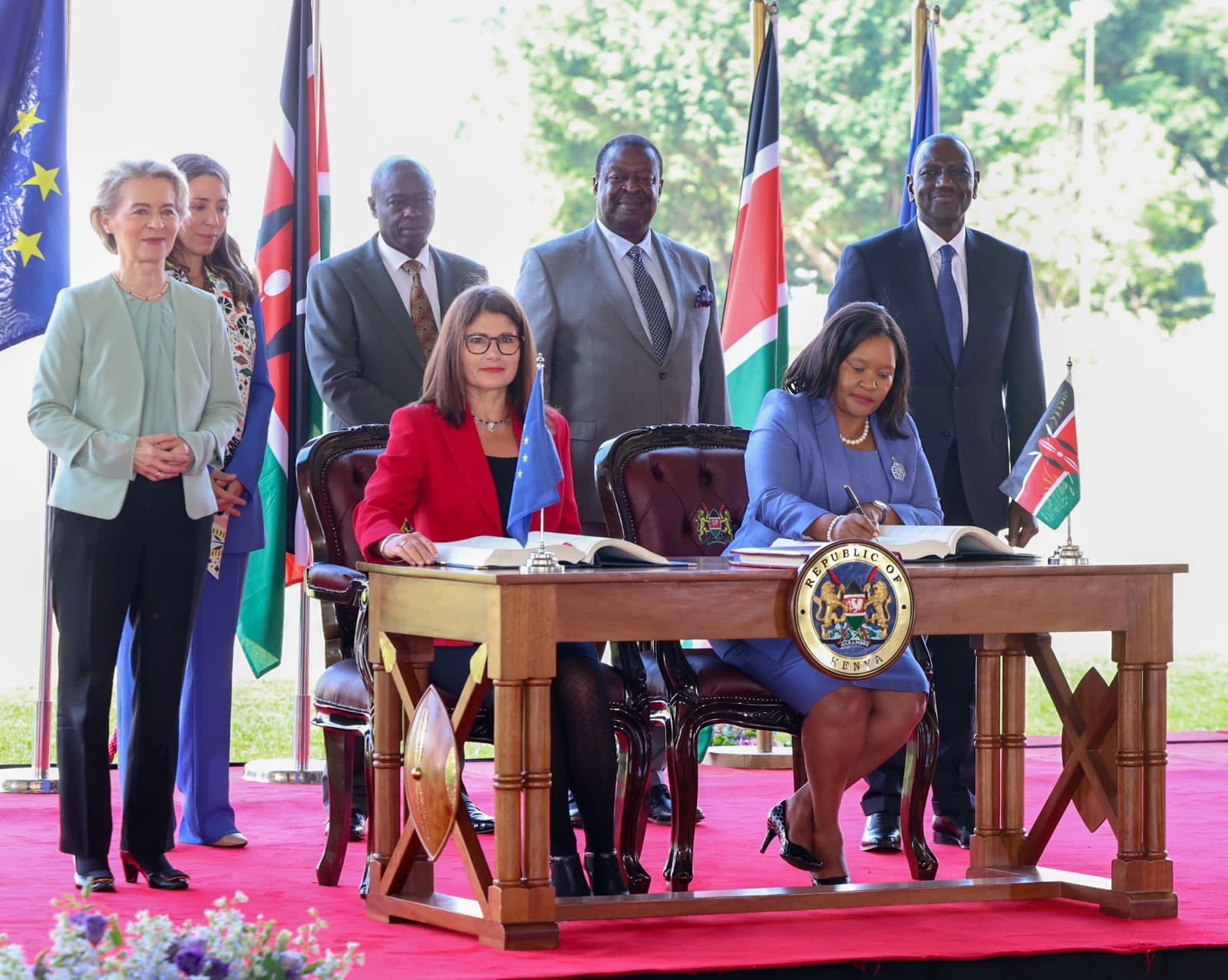 File image of President Ruto and EU Commission President Ursula von der Leyen during the signing of the Kenya-EU agreement in December 2023.