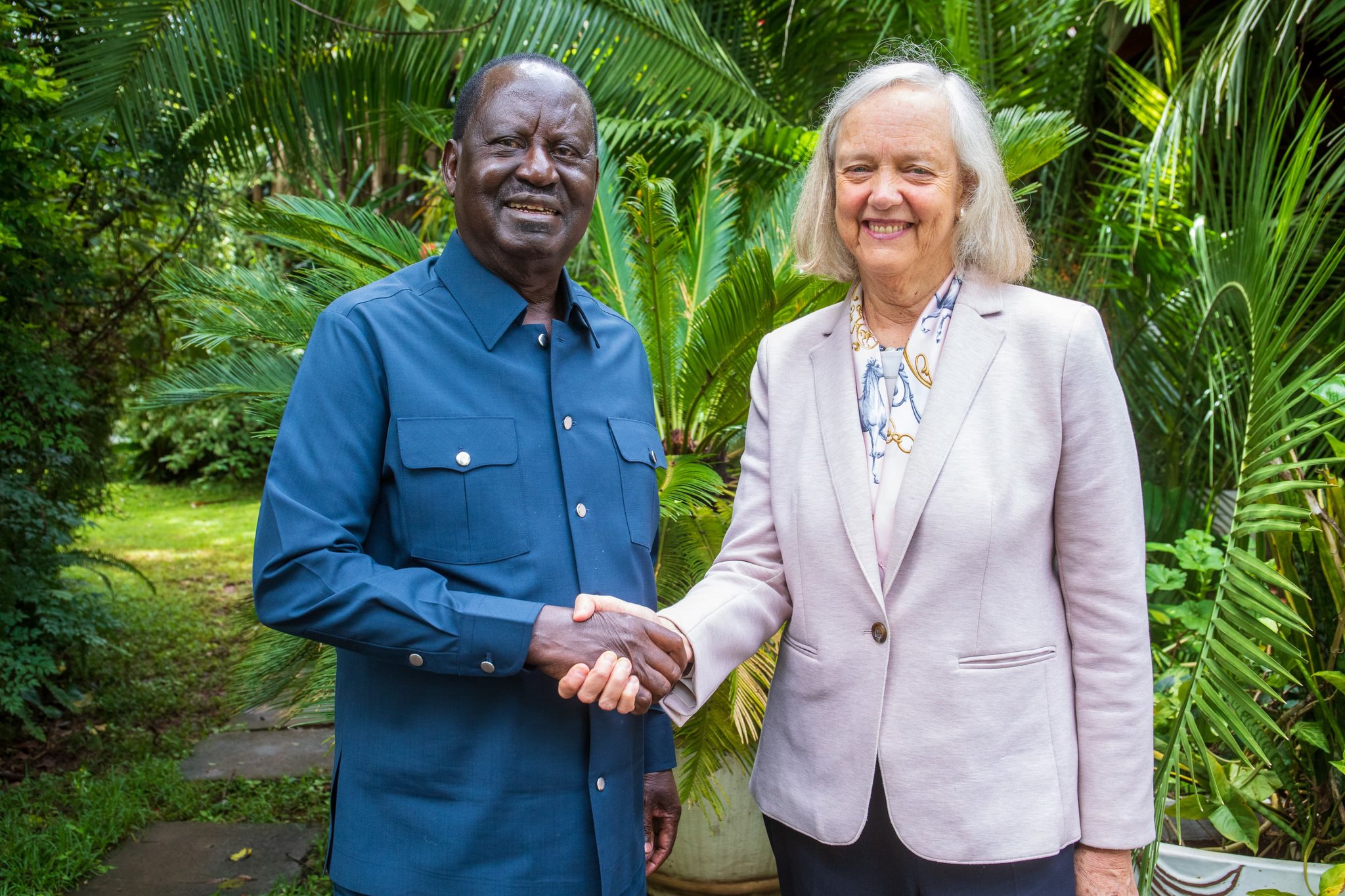 Azimio leader Raila Odinga with US Ambassador to Kenya Meg Whitman.