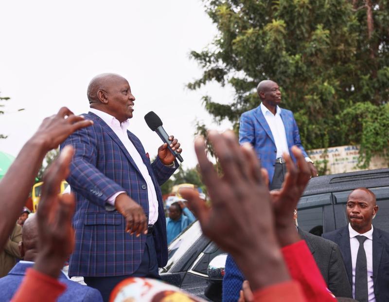 Deputy President Rigathi Gachagua and Governor Mutahi Kahiga in Nyeri County.