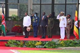 Ugandan President Yoweri Museveni with President Ruto at State House Nairobi