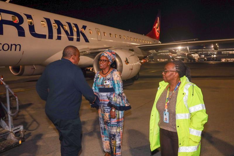 Former President Uhuru Kenyatta arrives in Johannesburg, South Africa.