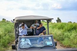 CS Alfred Mutua hosts Congo President Denis Sassou Nguesso for a game drive at Nairobi National Park.