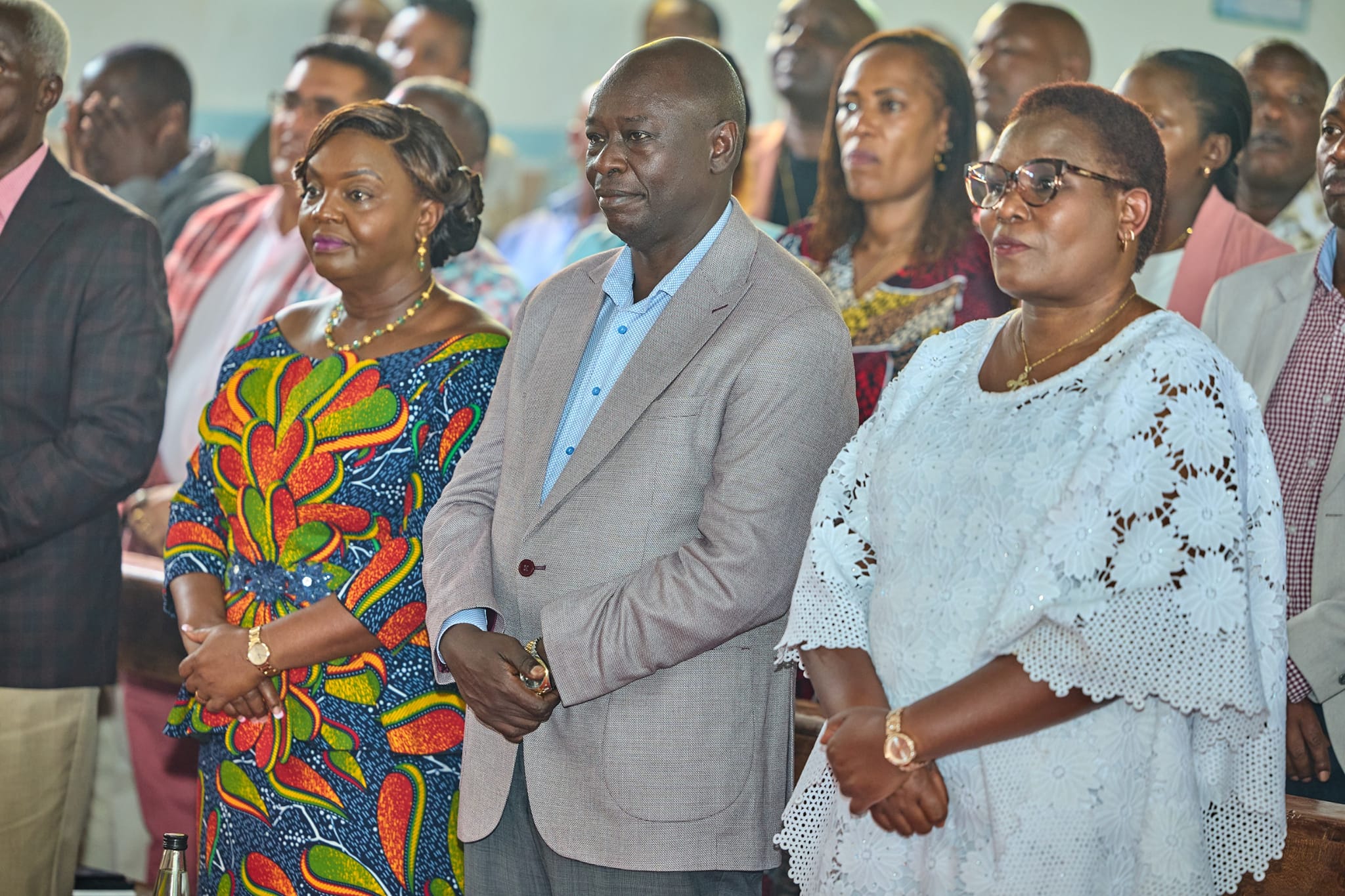 DP Rigathi Gachagua with his spouse Pastor Dorcas Rigathi and Governor Kawira Mwangaza in Meru County.