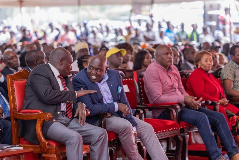 DP Rigathi Gachagua and Nandi Senator Samson Cherargei in Ruai, Kasarani.
