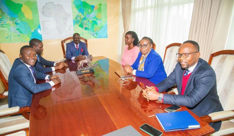 Azimio leader Raila Odinga meets youthful ODM leaders.