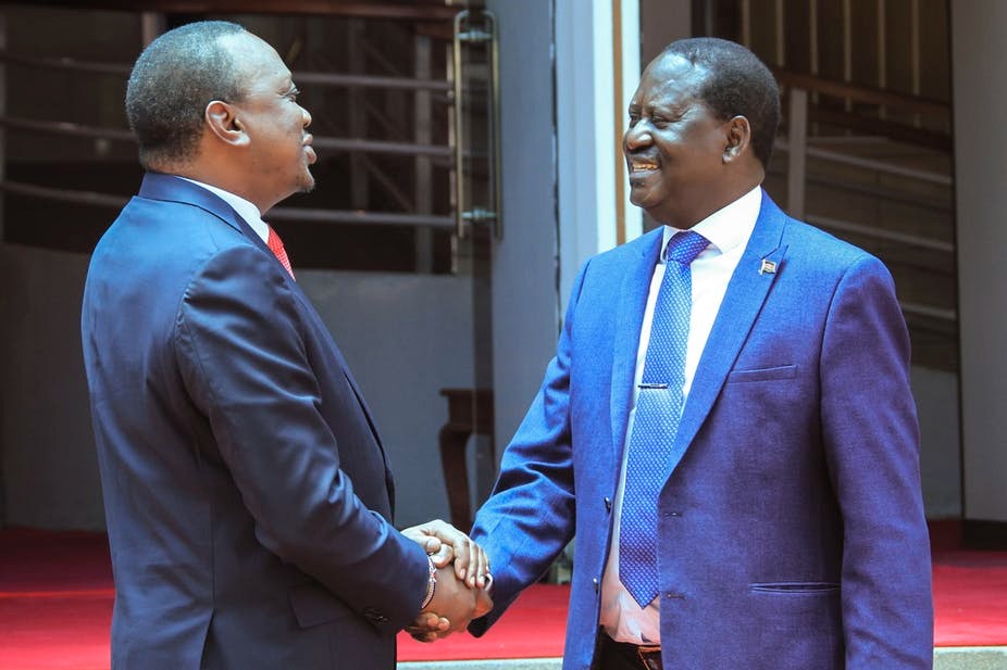 File image of Uhuru Kenyatta and Raila Odinga.