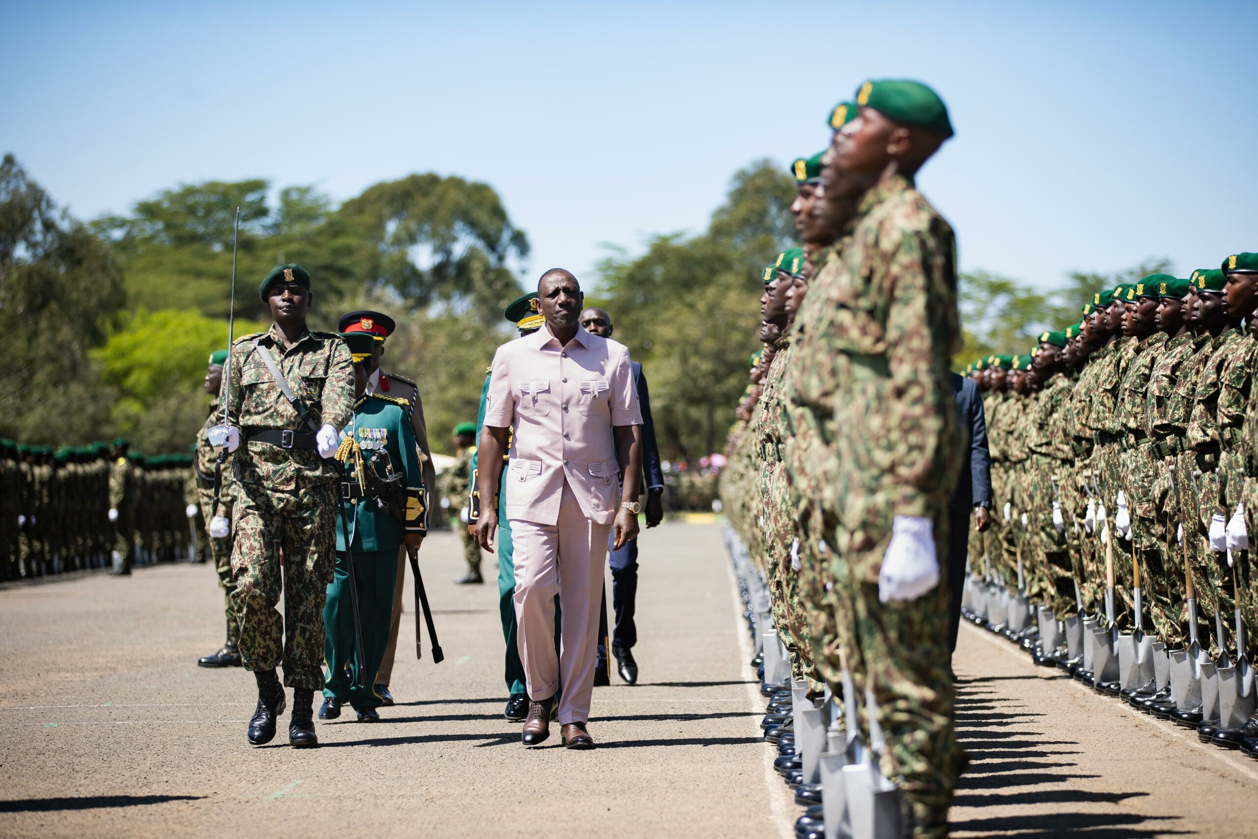 File image of President Ruto at an NYS pass-out parade.