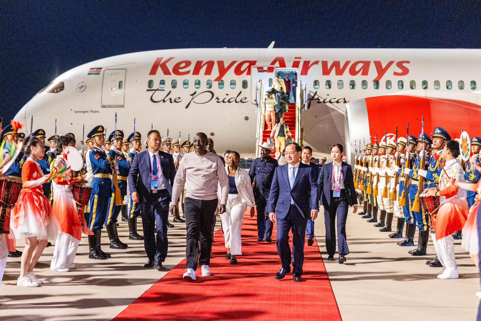 President Ruto arrives in China in the company of Azimio leader Raila Odinga.