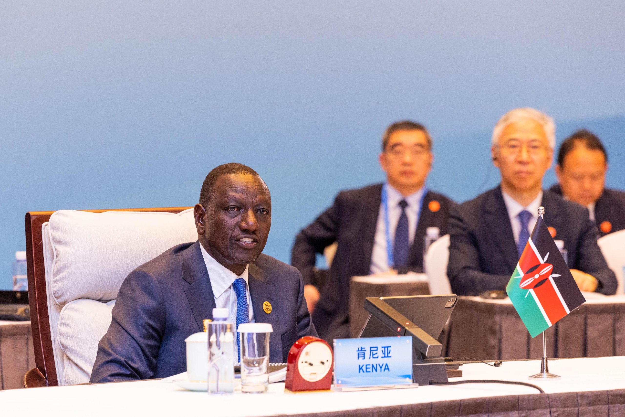 President William Ruto speaking at the Forum on China-Africa Cooperation Summit in Beijing.