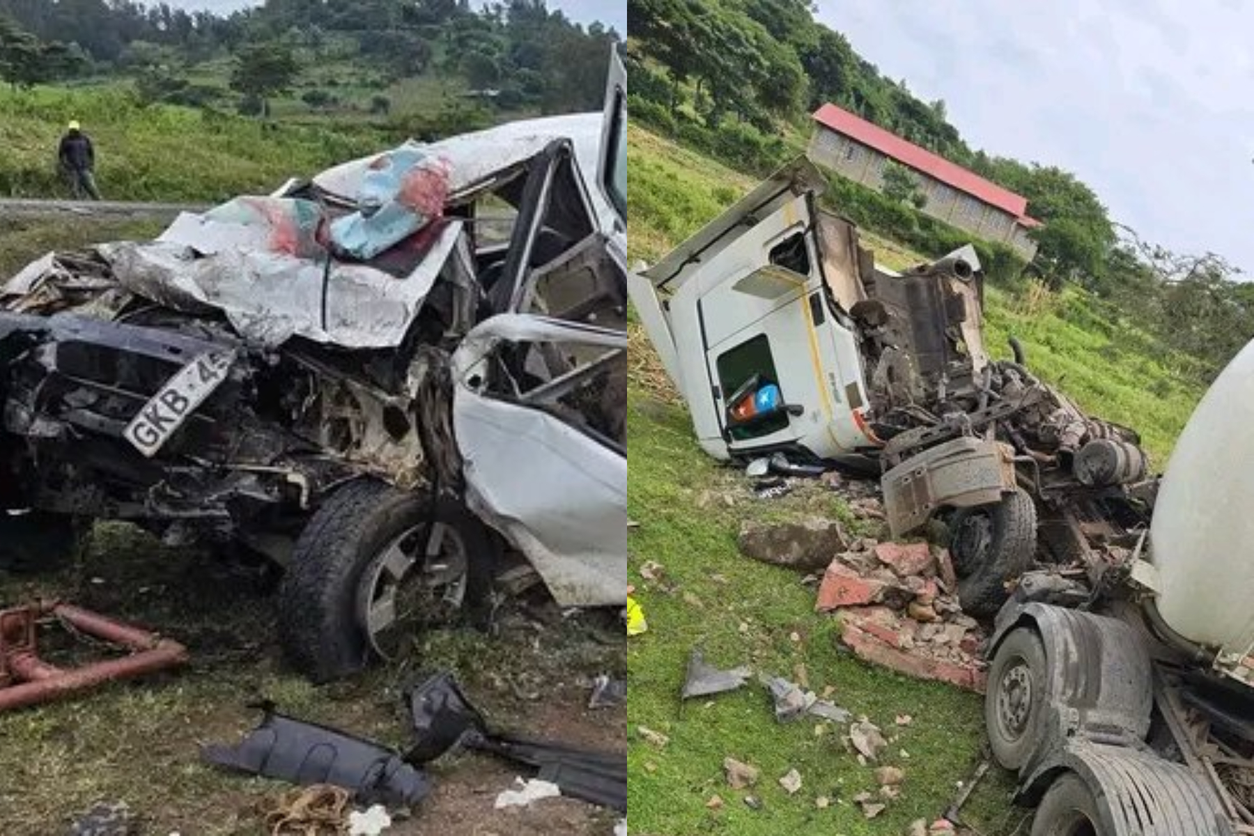 Photocollage of an accident in Kericho County.