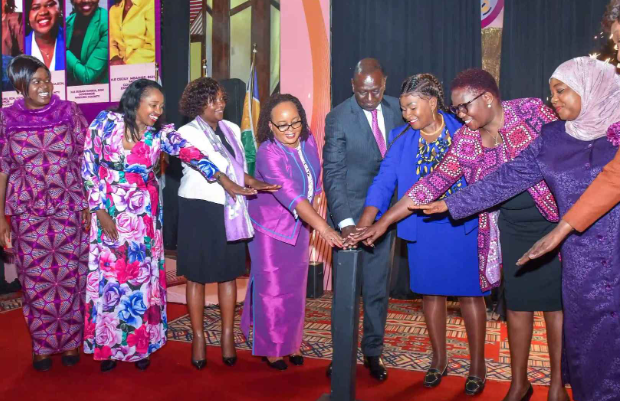 File image of President William Ruto with female Governors led by Governor Anne Waiguru.