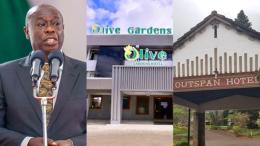 Photo collage of Rigathi Gachagua, Olive Gardens Hotel and Outspan Hotel