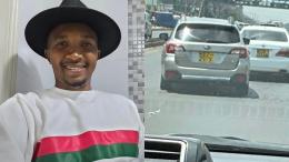 Photo collage of Morara Kebaso and a DCI vehicle involved in his arrest