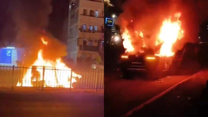 File image of the burning vehicle
