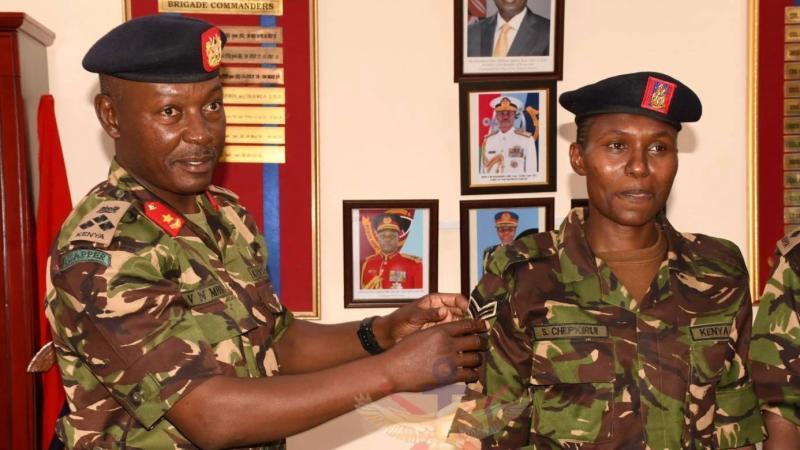 File image of Sheila Chepkirui and Brigadier Victor Mburu