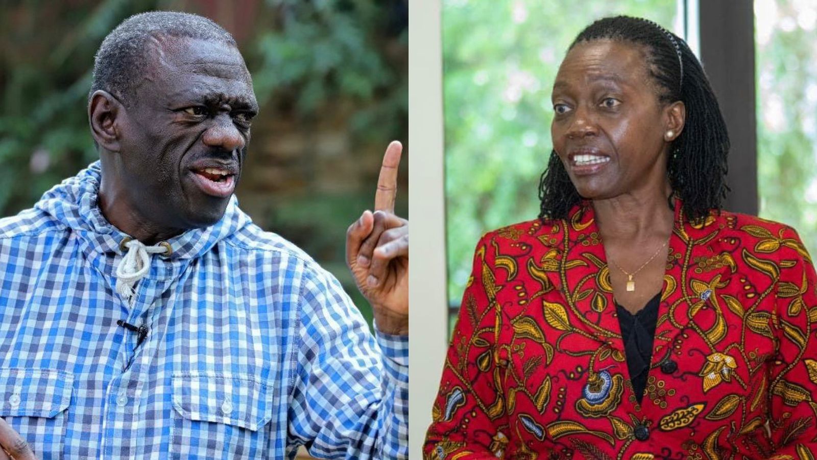 Photo collage of Kizza Besigye and Martha Karua