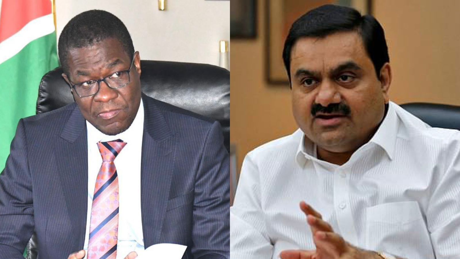 File image of Opiyo Wandayi and Gautam Adani