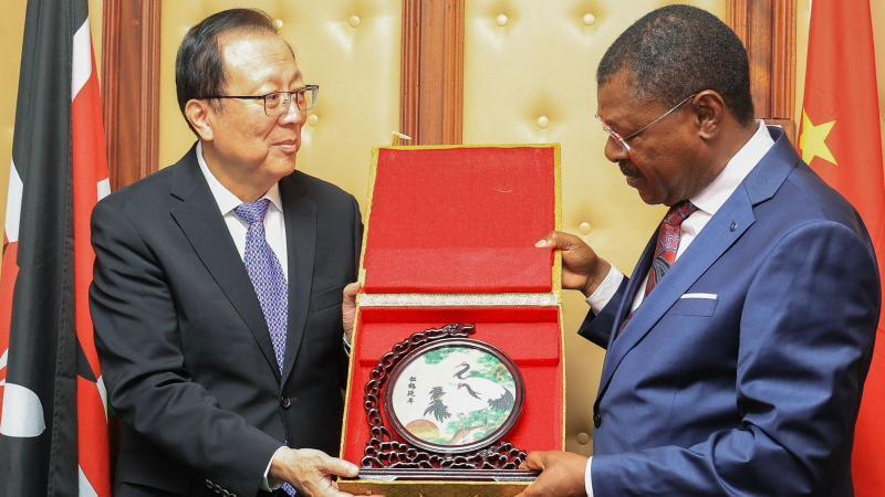 File image of Moses Wetangula and Prof. Hao Ping
