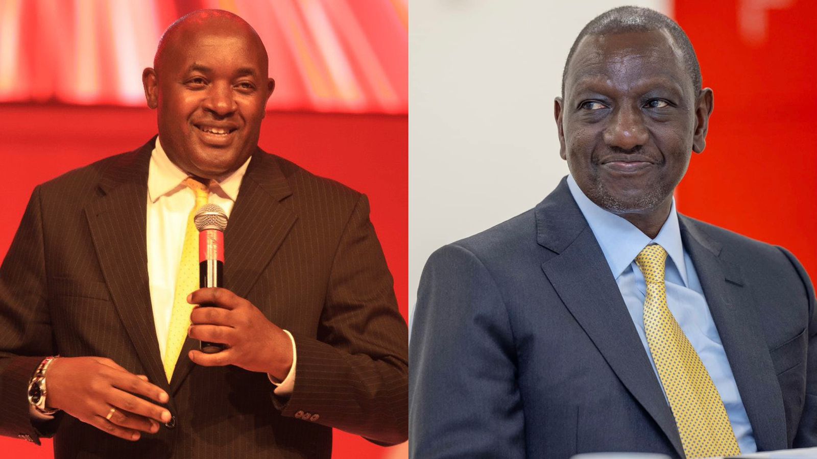 Photo collage of Chris Baryomunsi and William Ruto