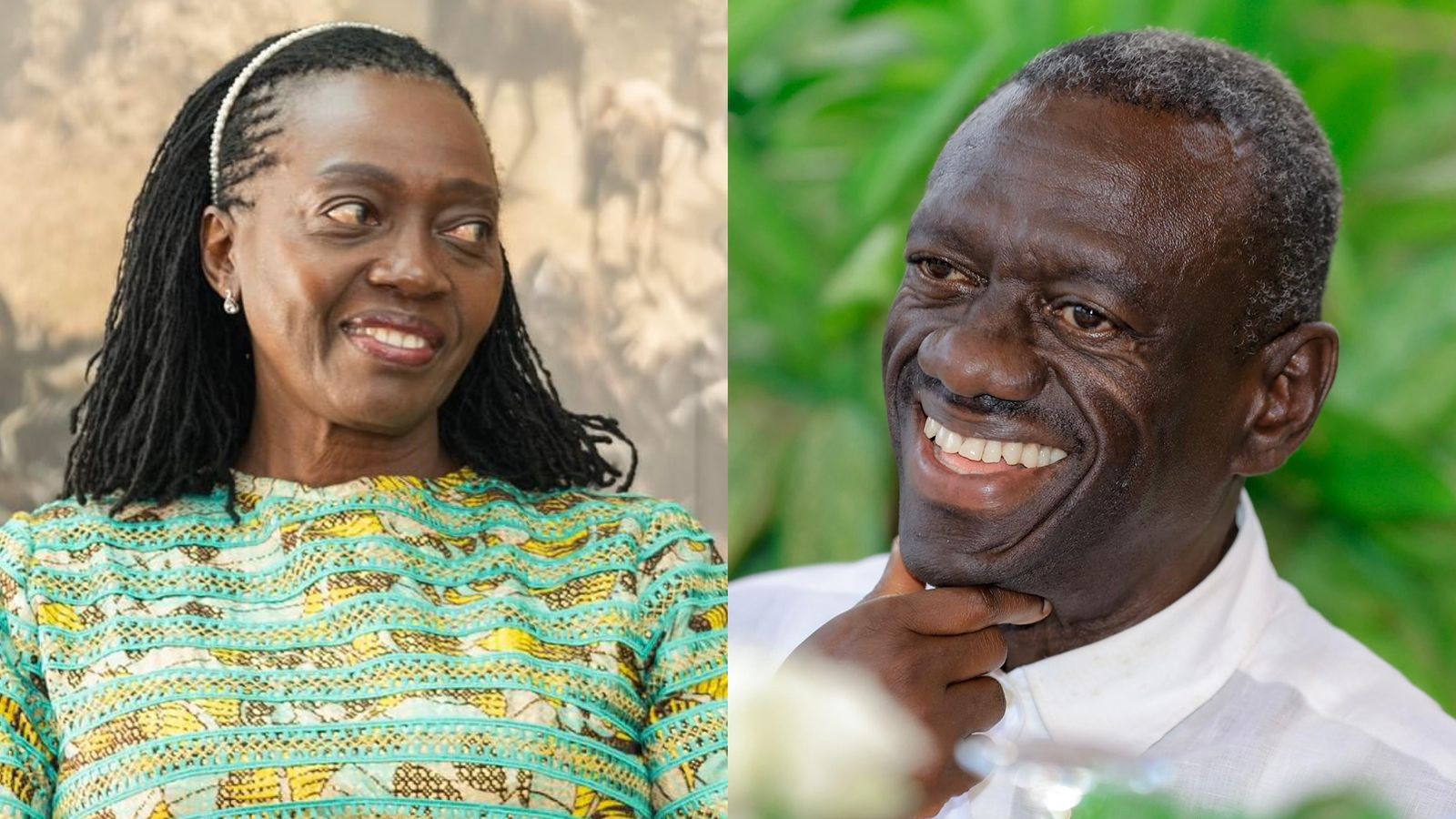 Photo collage of Martha Karua and Kizza Besigye