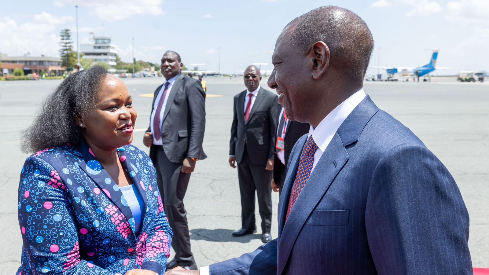 File image of William Ruto's arrival in Arusha