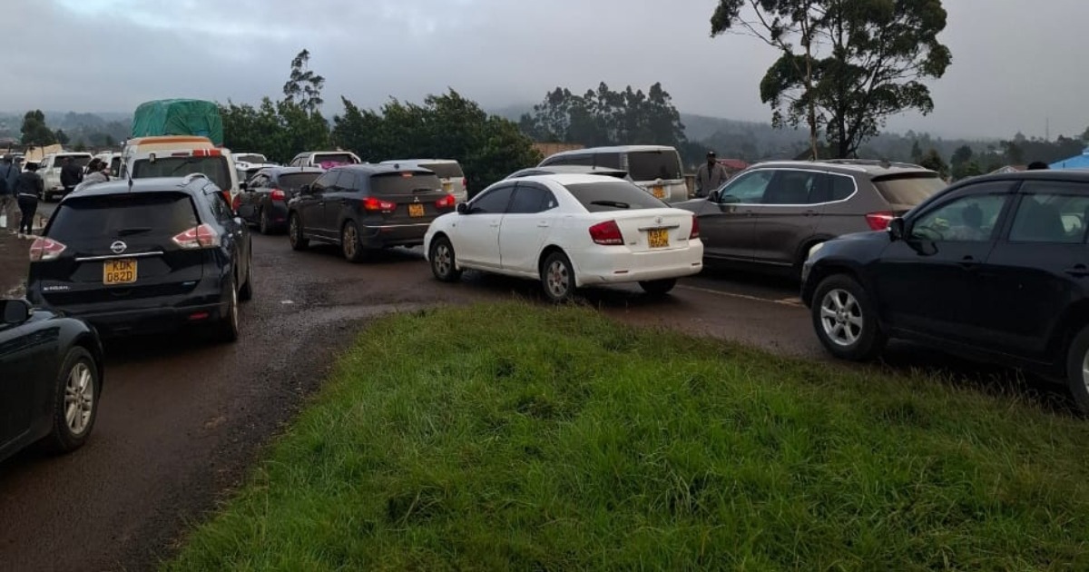 Traffic snarl up on a busy highway.