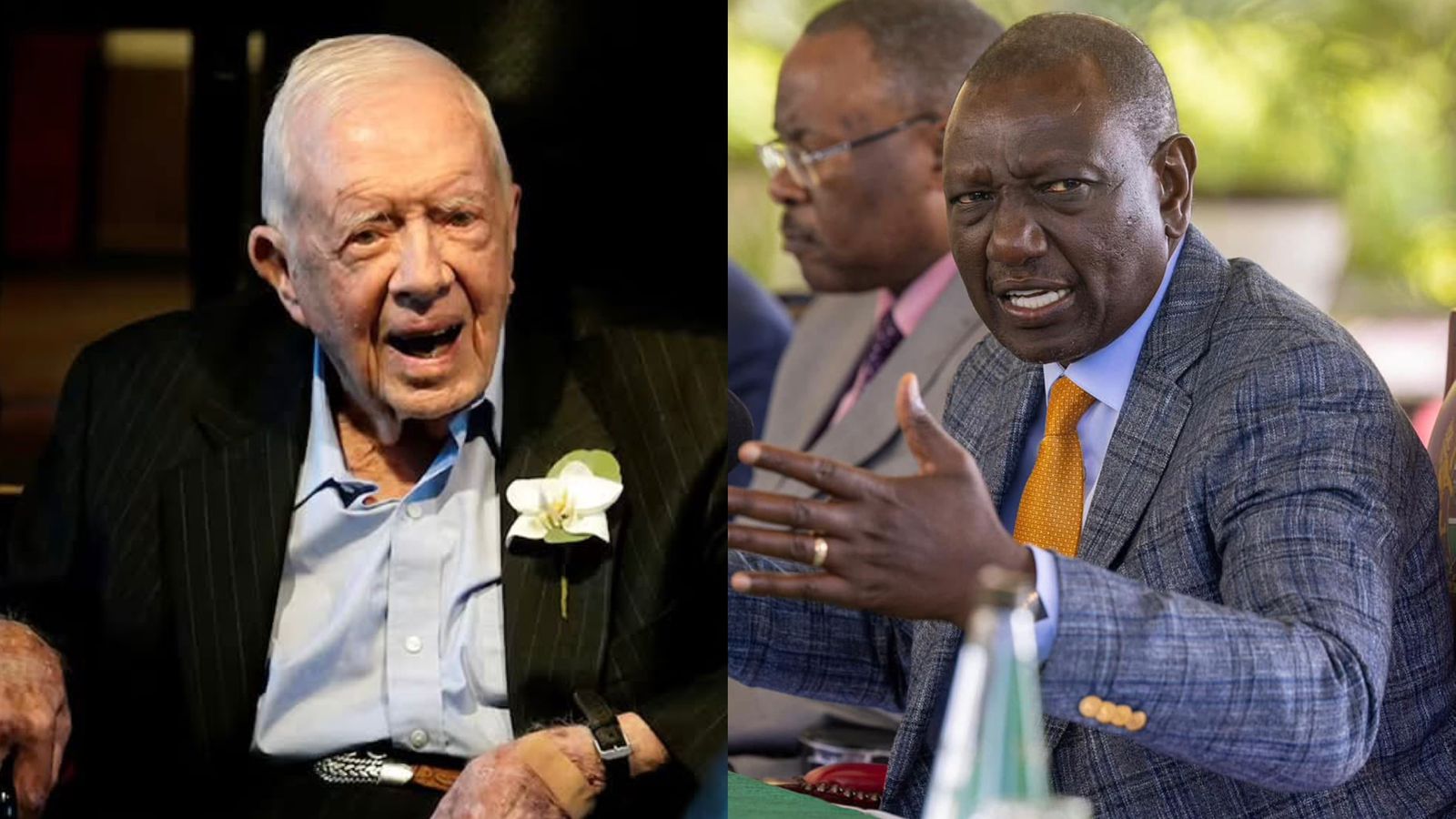 A photo collage of Jimmy Carter and William Ruto