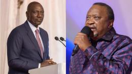 A photo collage of William Ruto and Uhuru Kenyatta