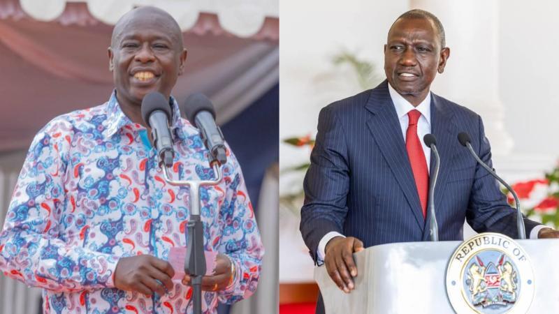A photo collage of Rigathi Gachagua and William Ruto
