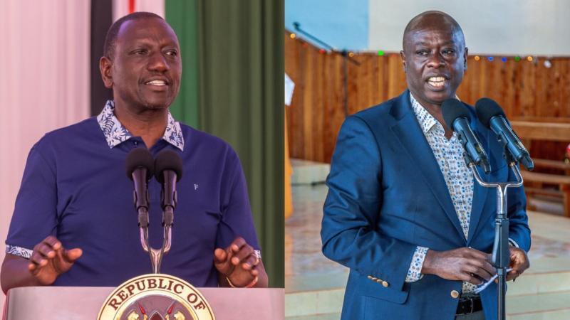 A photo collage of President William Ruto and Rigathi Gachagua