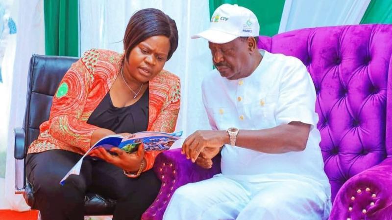 File image of Gladys Wanga and Raila Odinga